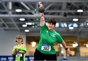 30 January 2022; Mary Breen of St Joseph's AC, Kilkenny, competing in the over 60 women's shot put during the Irish Life Health National Masters Indoor Championships at TUS International Arena in Athlone, Westmeath. Photo by Sam Barnes/Sportsfile