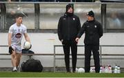 30 January 2022; Kerry manager Jack O'Connor, right, and selector Micheál Quirke watch on as Jack Sargent of Kildare prepares to take a sideline kick during the Allianz Football League Division 1 match between Kildare and Kerry at St Conleth's Park in Newbridge, Kildare. Photo by Stephen McCarthy/Sportsfile