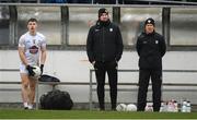 30 January 2022; Kerry manager Jack O'Connor, right, and selector Micheál Quirke watch on as Jack Sargent of Kildare prepares to take a sideline kick during the Allianz Football League Division 1 match between Kildare and Kerry at St Conleth's Park in Newbridge, Kildare. Photo by Stephen McCarthy/Sportsfile