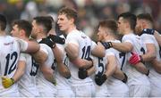 30 January 2022; Daniel Flynn and Kildare team-mates stand for the playing of the National Anthem before the Allianz Football League Division 1 match between Kildare and Kerry at St Conleth's Park in Newbridge, Kildare. Photo by Stephen McCarthy/Sportsfile