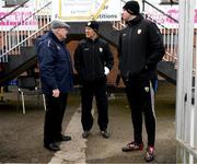 30 January 2022; Johnny Goulding speaks to Kerry manager Jack O'Connor and selector Micheál Quirke before the Allianz Football League Division 1 match between Kildare and Kerry at St Conleth's Park in Newbridge, Kildare. Photo by Stephen McCarthy/Sportsfile