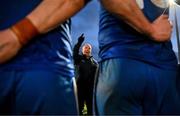 30 January 2022; Monaghan manager Seamus McEnaney speaks to his players after the Allianz Football League Division 1 match between Tyrone and Monaghan at O'Neill's Healy Park in Omagh, Tyrone. Photo by Brendan Moran/Sportsfile