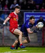 30 January 2022; Ryan McAnespie of Monaghan in action against Conor Meyler of Tyrone during the Allianz Football League Division 1 match between Tyrone and Monaghan at O'Neill's Healy Park in Omagh, Tyrone. Photo by Brendan Moran/Sportsfile