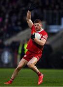 30 January 2022; Cathal McShane of Tyrone calls a mark during the Allianz Football League Division 1 match between Tyrone and Monaghan at O'Neill's Healy Park in Omagh, Tyrone. Photo by Brendan Moran/Sportsfile