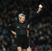 29 January 2022; Referee Fergal Kelly indicates jersey pulling as he awards a free during the Allianz Football League Division 1 match between Dublin and Armagh at Croke Park in Dublin. Photo by Ray McManus/Sportsfile