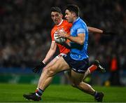 29 January 2022; David Byrne of Dublin in action against Rory Grugan of Armagh during the Allianz Football League Division 1 match between Dublin and Armagh at Croke Park in Dublin. Photo by Ray McManus/Sportsfile