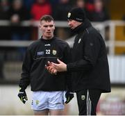 30 January 2022; Kerry selector Micheál Quirke and Greg Horan before the Allianz Football League Division 1 match between Kildare and Kerry at St Conleth's Park in Newbridge, Kildare. Photo by Stephen McCarthy/Sportsfile
