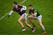 30 January 2022; Robert Finnerty of Galway in action against Conor McGill of Meath during the Allianz Football League Division 2 match between Galway and Meath at Pearse Stadium in Galway. Photo by Seb Daly/Sportsfile