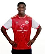 31 January 2022; James Abankwah poses for a portrait during a St Patrick's Athletic squad portrait session at Ballyoulster United Football Club, in Kildare. Photo by Piaras Ó Mídheach/Sportsfile