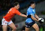 29 January 2022; Lorcan O'Dell of Dublin races clear of Paddy Burns of Armagh during the Allianz Football League Division 1 match between Dublin and Armagh at Croke Park in Dublin. Photo by Ray McManus/Sportsfile