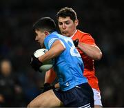 29 January 2022; Lorcan O'Dell of Dublin in action against Paddy Burns of Armagh during the Allianz Football League Division 1 match between Dublin and Armagh at Croke Park in Dublin. Photo by Ray McManus/Sportsfile