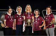 1 February 2022; Galway County Camogie Board has formally launched its ground-breaking sponsorship deal with Westerwood Global. Under the deal, Westerwood Global will pay Galway County Camogie Board €250,000 to secure sponsorship rights including branding rights for all county camogie teams including the Senior County Team who are current All Ireland champions. In attendance at the launch are Galway Camogie players, from left, Ailish O'Reilly, Niamh Kilkenny, Sarah Dervan, Aoife Donohue and Dervla Higgins, with the O'Duffy Cup at The Galmont Hotel in Galway. Photo by Sam Barnes/Sportsfile