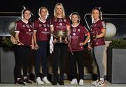 1 February 2022; Galway County Camogie Board has formally launched its ground-breaking sponsorship deal with Westerwood Global. Under the deal, Westerwood Global will pay Galway County Camogie Board €250,000 to secure sponsorship rights including branding rights for all county camogie teams including the Senior County Team who are current All Ireland champions. In attendance at the launch are Galway Camogie players, from left, Ailish O'Reilly, Niamh Kilkenny, Sarah Dervan, Aoife Donohue and Dervla Higgins, with the O'Duffy Cup at The Galmont Hotel in Galway. Photo by Sam Barnes/Sportsfile