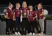 1 February 2022; Galway County Camogie Board has formally launched its ground-breaking sponsorship deal with Westerwood Global. Under the deal, Westerwood Global will pay Galway County Camogie Board €250,000 to secure sponsorship rights including branding rights for all county camogie teams including the Senior County Team who are current All Ireland champions. In attendance at the launch are Galway Camogie players, from left, Ailish O'Reilly, Niamh Kilkenny, Sarah Dervan, Aoife Donohue and Dervla Higgins, with the O'Duffy Cup at The Galmont Hotel in Galway. Photo by Sam Barnes/Sportsfile