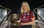 1 February 2022; Galway County Camogie Board has formally launched its ground-breaking sponsorship deal with Westerwood Global. Under the deal, Westerwood Global will pay Galway County Camogie Board €250,000 to secure sponsorship rights including branding rights for all county camogie teams including the Senior County Team who are current All Ireland champions. In attendance at the launch is  Galway Camogie Captain Sarah Dervan with the O'Duffy Cup at The Galmont Hotel in Galway. Photo by Sam Barnes/Sportsfile