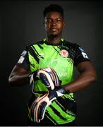 31 January 2022; Goalkeeper Joseph Anang poses for a portrait during a St Patrick's Athletic squad portrait session at Ballyoulster United Football Club in Kildare. Photo by Stephen McCarthy/Sportsfile