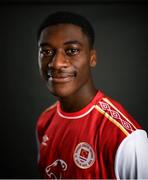31 January 2022; James Abankwah poses for a portrait during a St Patrick's Athletic squad portrait session at Ballyoulster United Football Club in Kildare. Photo by Stephen McCarthy/Sportsfile
