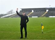 30 January 2022; Former Roscommon footballer Cathal Cregg waves to the crowd at half time during the Allianz Football League Division 2 match between Roscommon and Cork at Dr Hyde Park in Roscommon. Photo by David Fitzgerald/Sportsfile