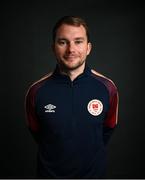 31 January 2022; Head of media Jamie Moore poses for a portrait during a St Patrick's Athletic squad portrait session at Ballyoulster United Football Club in Kildare. Photo by Stephen McCarthy/Sportsfile