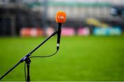 30 January 2022; A TG4 microphone before the Allianz Football League Division 1 match between Mayo and Donegal at Markievicz Park in Sligo. Photo by Piaras Ó Mídheach/Sportsfile