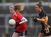 29 January 2022; Louise Ward of Kilkerrin-Clonberne in action against Doireann O'Sullivan of Mourneabbey during the 2021 currentaccount.ie All-Ireland Ladies Senior Club Football Championship Final match between Mourneabbey and Kilkerrin-Clonberne at St Brendan's Park in Birr, Offaly. Photo by Piaras Ó Mídheach/Sportsfile