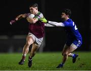 1 February 2022; Cathal Sweeney of NUI Galway in action against Keelan McGroody of Letterkenny IT during the Electric Ireland HE GAA Sigerson Cup Round 2 match between NUI Galway and Letterkenny IT at the Dangan Sports Campus in Galway. Photo by Piaras Ó Mídheach/Sportsfile