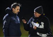 1 February 2022; NUI Galway manager Maurice Sheridan is interviewed by journalist John Fallon after his side's victory in the Electric Ireland HE GAA Sigerson Cup Round 2 match between NUI Galway and Letterkenny IT at the Dangan Sports Campus in Galway. Photo by Piaras Ó Mídheach/Sportsfile