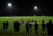 1 February 2022; NUI Galway players make their way onto the pitch for the second half of the Electric Ireland HE GAA Sigerson Cup Round 2 match between NUI Galway and Letterkenny IT at the Dangan Sports Campus in Galway. Photo by Piaras Ó Mídheach/Sportsfile