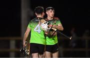 2 February 2022; Cian Kenny, right, and Aidan Redmond of IT Carlow congratulate each other after their side's victory in the Electric Ireland HE GAA Fitzgibbon Cup Round 3 match between DCU Dóchas Éireann and IT Carlow at Dublin City University Sportsground in Dublin. Photo by Seb Daly/Sportsfile