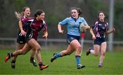 2 February 2022; Emma Kelly of UCD breaks away from Mia Williams of NUI Galway during the final of the Maxol Kay Bowen Cup between UCD and NUI Galway at Barnhall RFC in Leixlip, Kildare, which saw UCD victorious in an exciting  50 – 0 win. Photo by Brendan Moran/Sportsfile