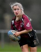 2 February 2022; Elli Mae Maguire of NUI Galway during the final of the Maxol Kay Bowen Cup between UCD and NUI Galway at Barnhall RFC in Leixlip, Kildare, which saw UCD victorious in an exciting  50 – 0 win. Photo by Brendan Moran/Sportsfile