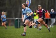 2 February 2022; Clare Gorman of UCD runs in to score a try during the final of the Maxol Kay Bowen Cup between UCD and NUI Galway at Barnhall RFC in Leixlip, Kildare, which saw UCD victorious in an exciting  50 – 0 win. Photo by Brendan Moran/Sportsfile