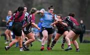 2 February 2022; Grace Fennell of UCD is tackled by Saoirse Egan of NUI Galway during the final of the Maxol Kay Bowen Cup between UCD and NUI Galway at Barnhall RFC in Leixlip, Kildare, which saw UCD victorious in an exciting  50 – 0 win. Photo by Brendan Moran/Sportsfile