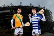 3 February 2022; Hurlers, Flor McCarthy of Kilmoyley, Kerry, left, and Brian Byrne of Naas Hurling Club, Kildare, pictured ahead of one of #TheToughest showdowns of the year, which sees the two sides go head-to-head in the AIB GAA Hurling All-Ireland Intermediate Club Championship Final this Saturday, February 5th at 5pm. This is one of four AIB GAA Club Championship finals which will be decided at Croke Park this weekend, with Ballygiblin, Kildare, taking on Mooncoin, Kilkenny, at 3pm on Saturday in the AIB GAA Hurling All-Ireland Intermediate Club Championship Final. On Sunday, the AIB GAA Football All-Ireland Junior and Intermediate Club Championship finals will take centre stage, with Kilmeena, Mayo, taking on Gneeveguilla, Kerry, in the AIB GAA Football All-Ireland Junior Club Championship at 1.30pm while in the Intermediate decider, Trim GAA, Meath, face Steelstown Brian Óg’s, Derry, at 3.30pm. All four games will be streamed online on Spórt TG4 YouTube (https://www.youtube.com/c/SportTG4), while tickets are also available on https://www.gaa.ie/tickets/. This year’s AIB Club Championships celebrate #TheToughest players in Gaelic Games - those who, despite adversity, don’t quit, who persevere no matter how tough it gets, because Tough Can’t Quit. Photo by Seb Daly/Sportsfile