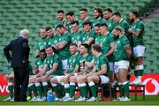 4 February 2022; The Ireland team with IRFU president Des Kavanagh before the Ireland captain's run at Aviva Stadium in Dublin. Photo by Brendan Moran/Sportsfile