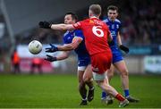 30 January 2022; Dessie Ward of Monaghan in action against Frank Burns of Tyrone during the Allianz Football League Division 1 match between Tyrone and Monaghan at O'Neill's Healy Park in Omagh, Tyrone. Photo by Brendan Moran/Sportsfile