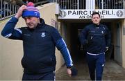 30 January 2022; Conor McManus of Monaghan, right, walks out behind performance coach Liam Sheedy before the Allianz Football League Division 1 match between Tyrone and Monaghan at O'Neill's Healy Park in Omagh, Tyrone. Photo by Brendan Moran/Sportsfile