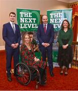 4 February 2022; An Taoiseach Micheál Martin TD, second from right, alongside, from left, Minister of State for Sport and the Gaeltacht Jack Chambers, Paralympics Ireland President Eimear Breathnach and CEO Miriam Malone during the Paralympics Ireland Tokyo 2020 Awards at Dublin Castle in Dublin. Photo by David Fitzgerald/Sportsfile