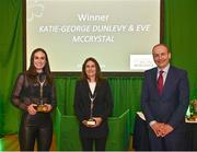 4 February 2022; An Taoiseach Micheál Martin TD with winners of the Outstanding Female Performance award Eve McCrystal, left, and Katie-George Dunlevy during the Paralympics Ireland Tokyo 2020 Awards at Dublin Castle in Dublin. Photo by David Fitzgerald/Sportsfile