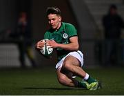 4 February 2022; Matthew Devine of Ireland scores his side's second try during the U20 Six Nations Rugby Championship match between Ireland and Wales at Musgrave Park in Cork. Photo by Piaras Ó Mídheach/Sportsfile