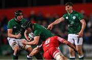4 February 2022; James Culhane of Ireland is tackled by Alex Mann of Wales during the U20 Six Nations Rugby Championship match between Ireland and Wales at Musgrave Park in Cork. Photo by Piaras Ó Mídheach/Sportsfile