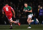 4 February 2022; Fionn Gibbons of Ireland in action against Ben Moa of Wales during the U20 Six Nations Rugby Championship match between Ireland and Wales at Musgrave Park in Cork. Photo by Piaras Ó Mídheach/Sportsfile