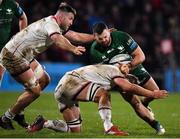 4 February 2022; Conor Oliver of Connacht is tackled by Alan O'Connor and Marcus Rea of Ulster during the United Rugby Championship match between Ulster and Connacht at Kingspan Stadium in Belfast. Photo by Brendan Moran/Sportsfile