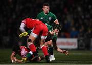 4 February 2022; James Culhane of Ireland is tackled by Eddie James of Wales during the U20 Six Nations Rugby Championship match between Ireland and Wales at Musgrave Park in Cork. Photo by Piaras Ó Mídheach/Sportsfile