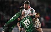 4 February 2022; Stuart McCloskey of Ulster is tackled by Tom Daly and Conor Fitzgerald of Connacht during the United Rugby Championship match between Ulster and Connacht at Kingspan Stadium in Belfast. Photo by Brendan Moran/Sportsfile