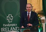 4 February 2022; An Taoiseach Micheál Martin TD during the Paralympics Ireland Tokyo 2020 Awards at Dublin Castle in Dublin. Photo by David Fitzgerald/Sportsfile