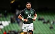 5 February 2022; Bundee Aki of Ireland warms up before the Guinness Six Nations Rugby Championship match between Ireland and Wales at the Aviva Stadium in Dublin. Photo by Harry Murphy/Sportsfile