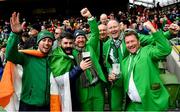 5 February 2022; Ireland supporters, from left, Paul Lyons, Emmet Corbett, Pete Donaghy, Mike Donaghy, Mike Phelan and Chris Rigby before the Guinness Six Nations Rugby Championship match between Ireland and Wales at the Aviva Stadium in Dublin. Photo by David Fitzgerald/Sportsfile