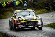 5 February 2022; Josh Moffett and Andy Hayes in a Hyundai i20 R5 on Special Stage 5 during day one of the Corrib Oil Galway International Rally in Loughrea, Galway. Photo by Philip Fitzpatrick/Sportsfile