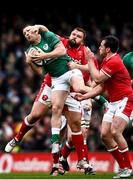 5 February 2022; Andrew Conway of Ireland claims a high ball ahead of Tomas Francis of Wales during the Guinness Six Nations Rugby Championship match between Ireland and Wales at the Aviva Stadium in Dublin. Photo by David Fitzgerald/Sportsfile